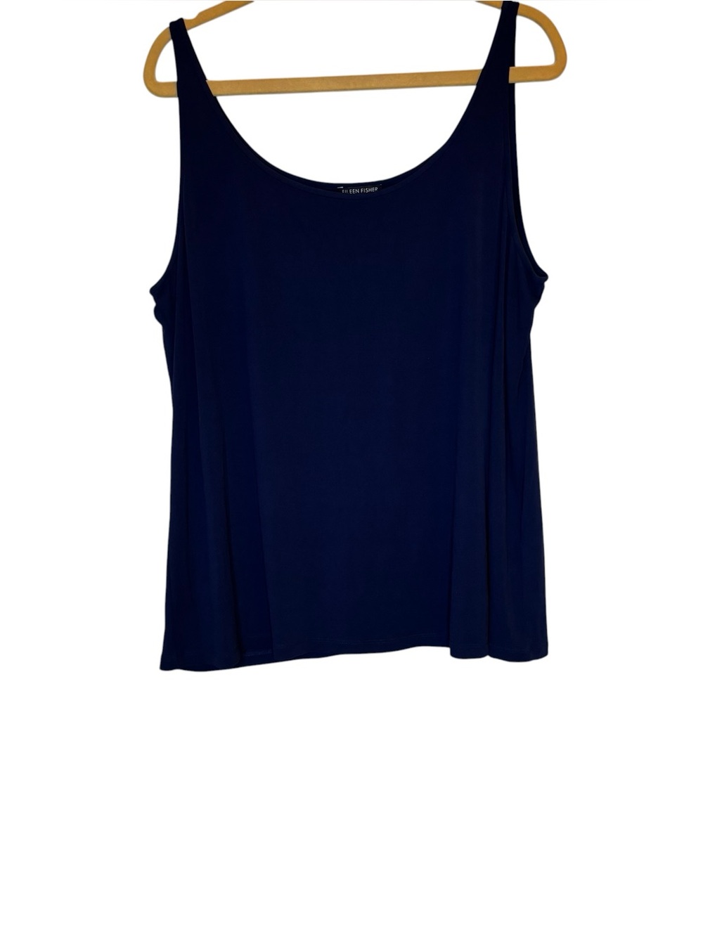 Eileen Fisher 100% Silk Navy Blue Tank Top 3X Plus Size Quiet Luxury Elevated